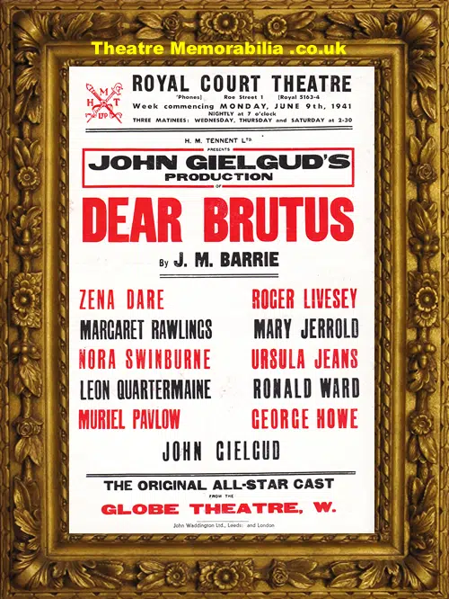 Liverpool Royal Court Theatre - Dear Brutus - 1941 John Gielgud
