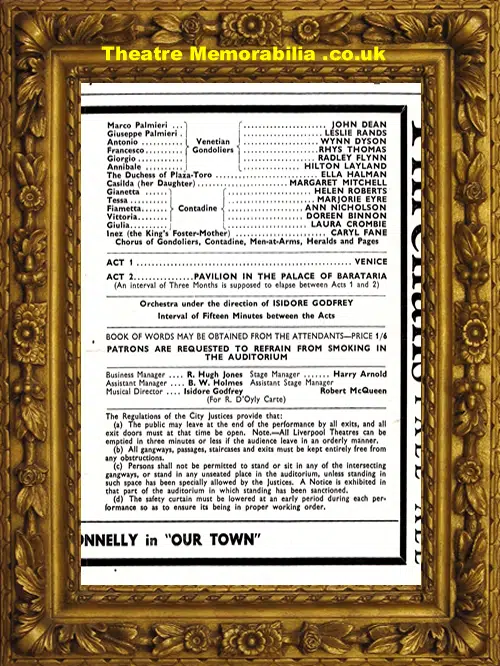 Liverpool Royal Court Theatre - D'oyly Carte Opera - 1946