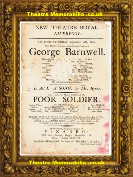 Liverpool Theatre Royal – Poor Soldier + George Barnwell – 1803