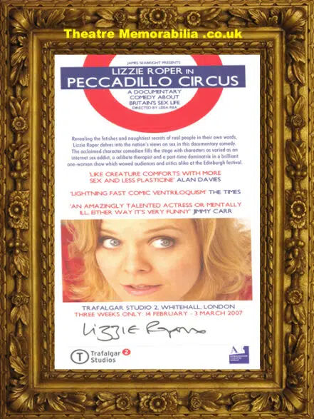 Lizzie Roper Autograph Peccadillo Circus Signed Theatre Flyer 06