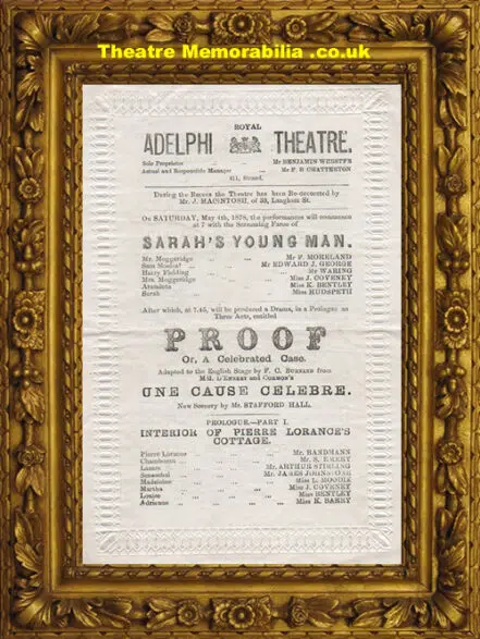 London Adelphi Theatre – Proof – 1878