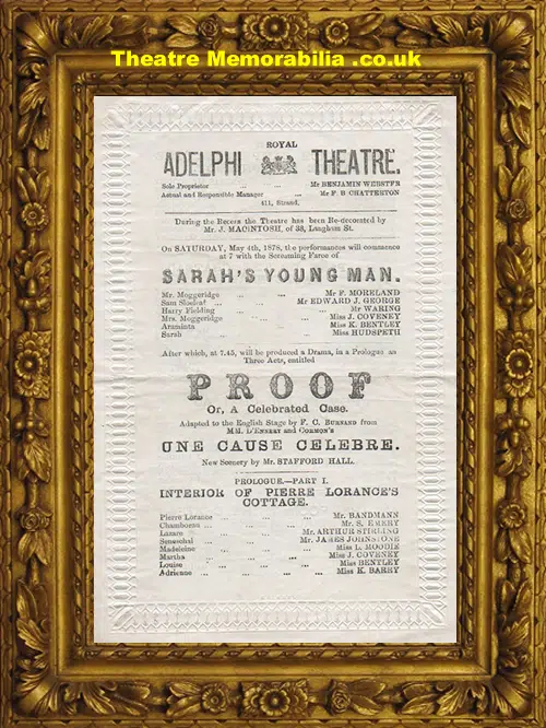 London Adelphi Theatre - Proof - 1878