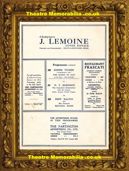 London Alhambra Theatre - Variety Show - 1926