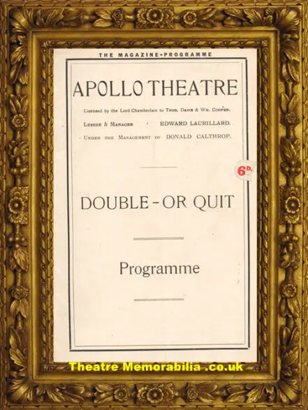London Apollo Theatre – Double Or Quit – 1922