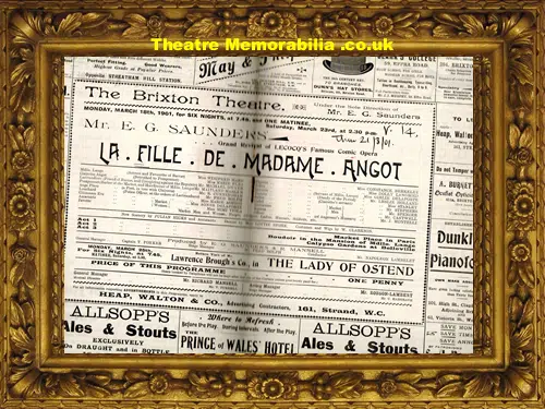 London Brixton Theatre - La Fille De Madame Angot - 1901