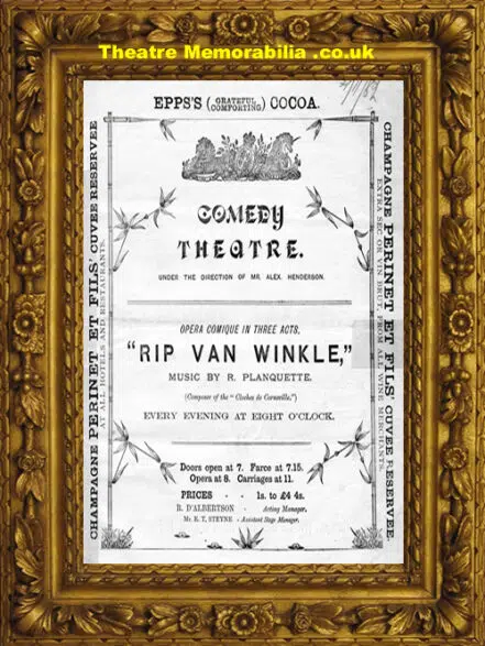 London Comedy Theatre – Rip Van Winkle – 1882