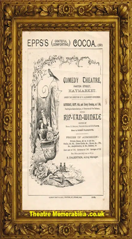 London Comedy Theatre – Rip Van Winkle – 1884