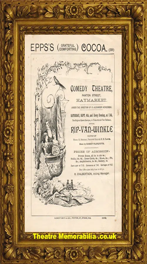 London Comedy Theatre - Rip Van Winkle - 1884
