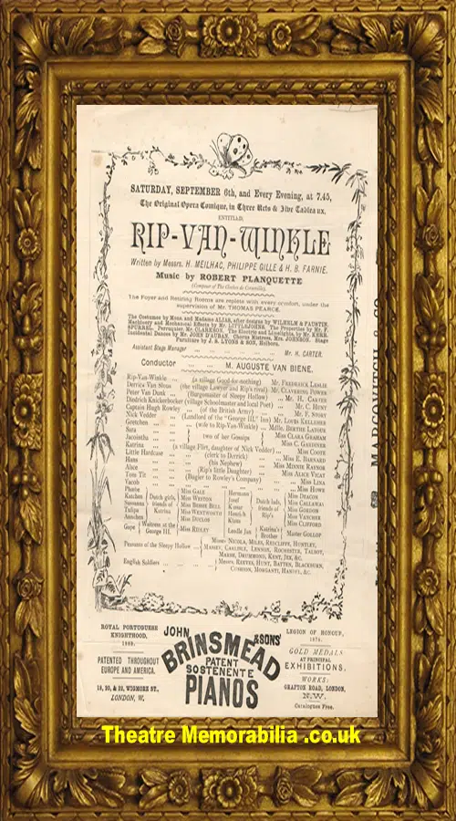 London Comedy Theatre - Rip Van Winkle - 1884