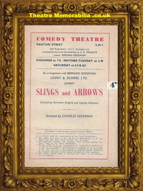 London Comedy Theatre - Slings And Arrows - 1948