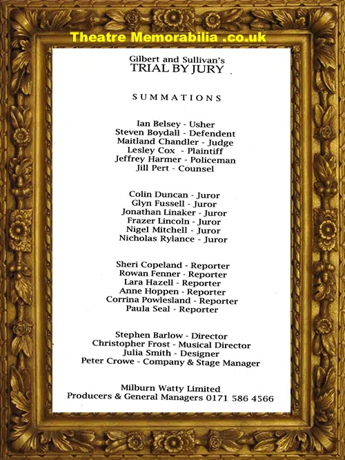 London Covent Garden Festival - Trial By Jury - 1996
