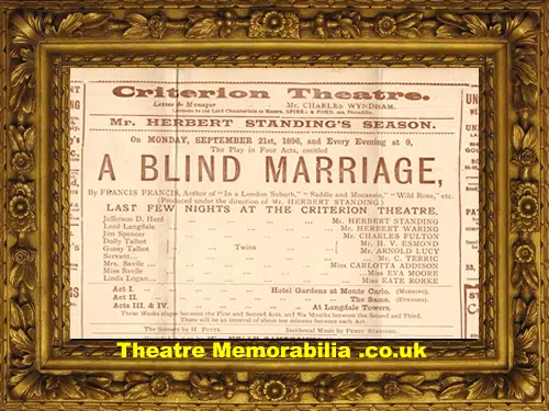 London Criterion Theatre - A Blind Marriage - 1896