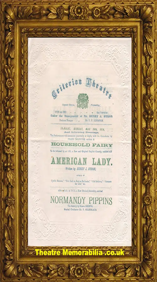 London Criterion Theatre - American Lady - 1874