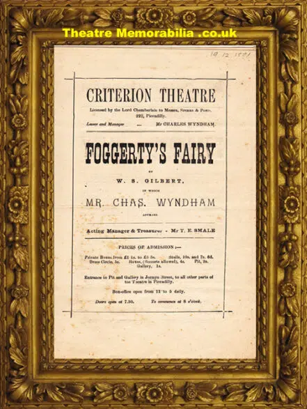 London Criterion Theatre – Foggerty’s Fairy – 1881