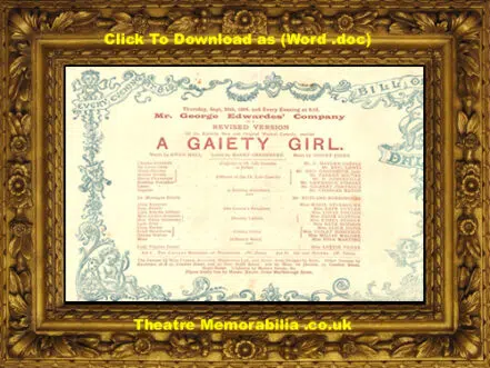 London Daly’s Theatre – A Gaiety Girl – 1894