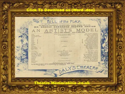 London Daly’s Theatre – An Artist’s Model – 1895