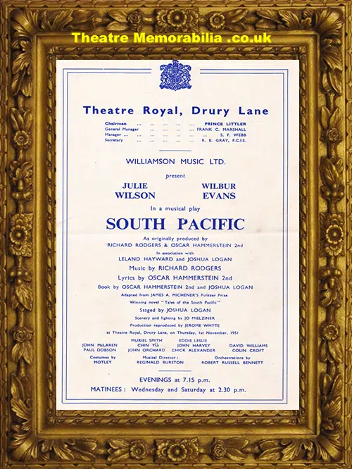 London Drury Lane Theatre - South Pacific - 1953 - James Bond