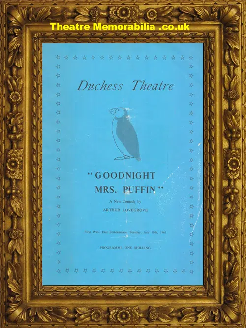 London Duchess Theatre - Goodnight Mrs Puffin - 1961 Irene Handl