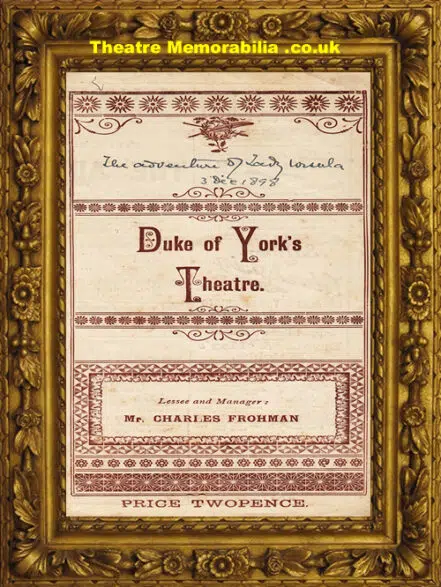 London Duke Of York Theatre – Adventure Of Lady Ursula – 1898