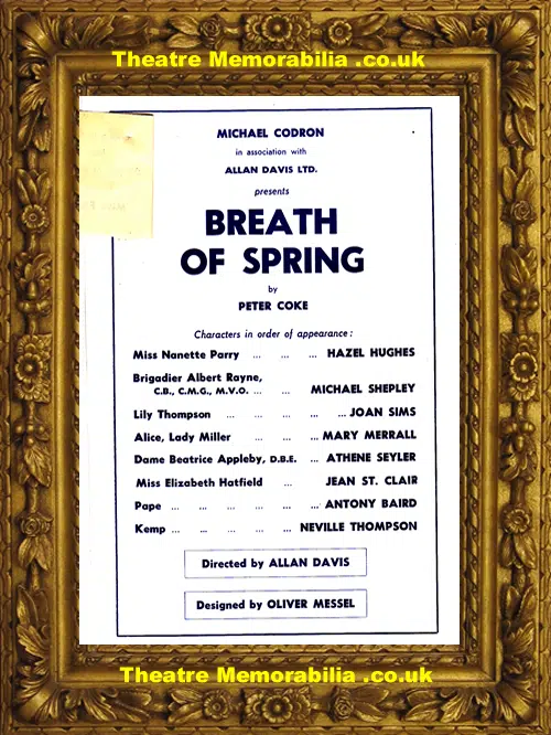 London Duke Of York Theatre - Breath Of Spring - 1959
