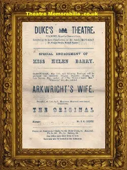 London Duke’s Theatre – Arkwright’s Wife – 1875