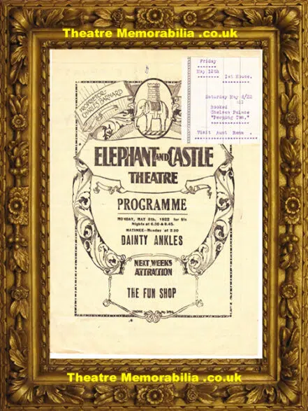 London Elephant and Castle Theatre – Dainty Ankles – 1922