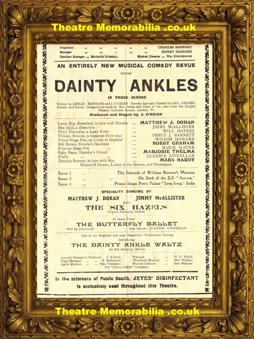 London Elephant and Castle Theatre - Dainty Ankles - 1922