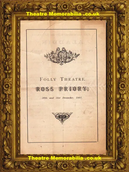 London Folly Theatre – Aladdin – 1881 – Antique Panto Programme
