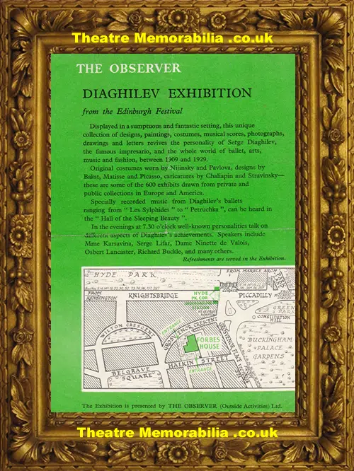 London Forbes House Hyde Park Corner - Diaghilev 60's Flyer
