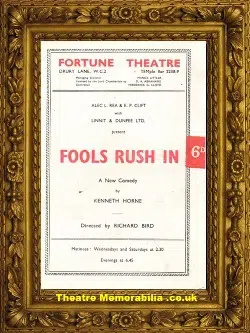 London Fortune Theatre – Fools Rush In – 1957