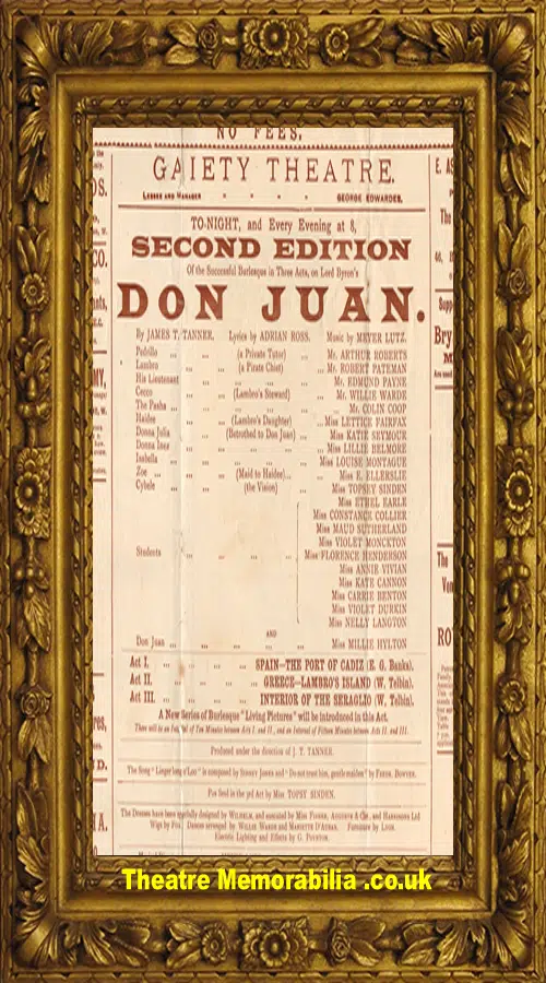 London Gaiety Theatre - Don Juan - 1894