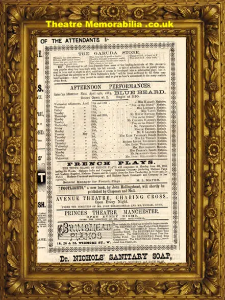 London Gaiety Theatre – In Honour Bound – 1883