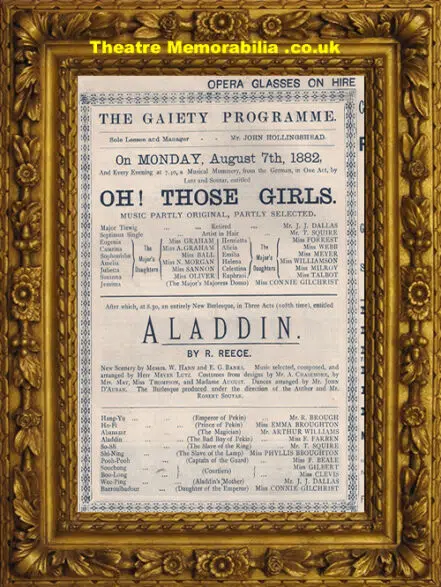 London Gaiety Theatre – Oh Those Girls – 1882