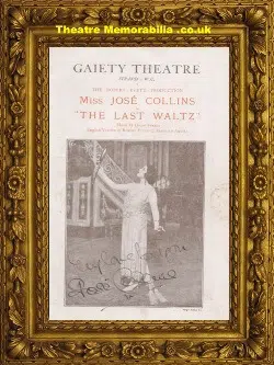 London Gaitey Theatre – The Lat Waltz 1922 Signed Jose Collins