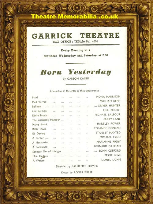 London Garrick Theatre - Born Yesterday - Laurence Olivier