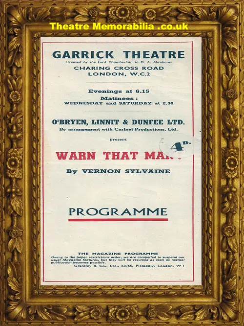 London Garrick Theatre - Warn That Man - 1942