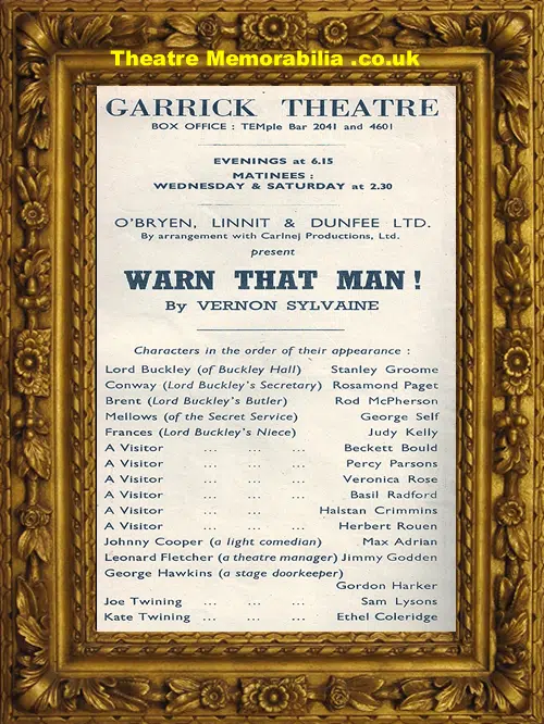London Garrick Theatre - Warn That Man - 1942