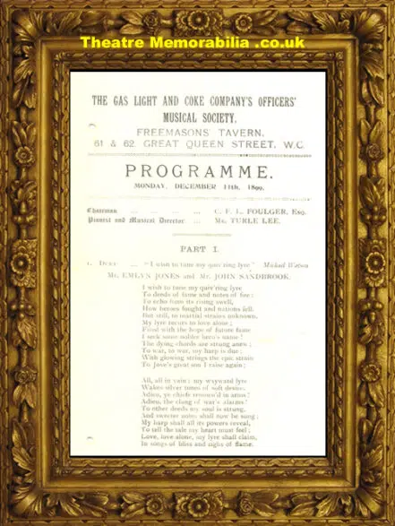 London Gas Light Coke Company Officers Musical Society 1899