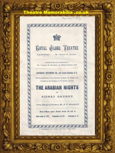 London Globe Theatre – Arabian Nights – 1887