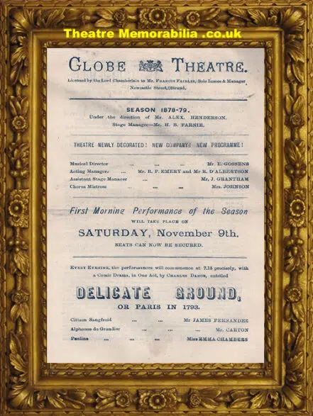 London Globe Theatre – Delicate Ground – 1879