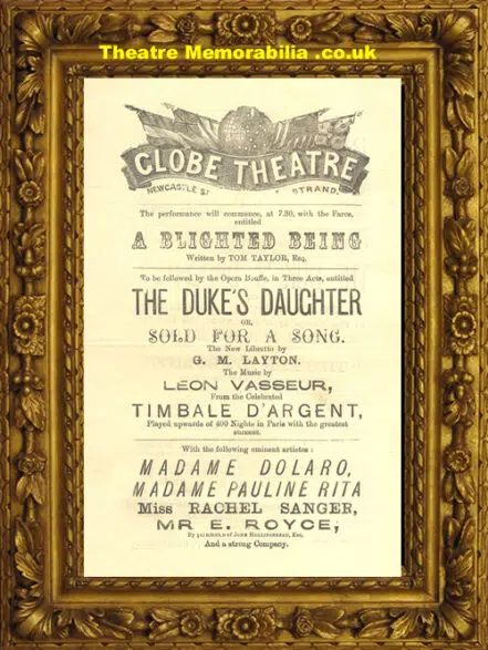 London Globe Theatre – Duke’s Daughter – 1876