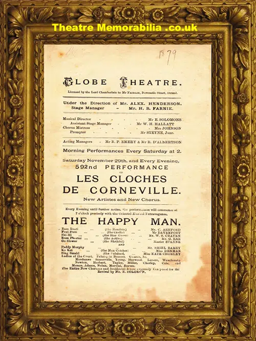 London Globe Theatre - Les Cloches De Corneville - 1879