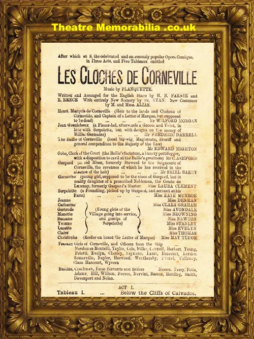 London Globe Theatre - Les Cloches De Corneville - 1879