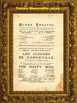 London Globe Theatre – Les Cloches De Corneville – 1879