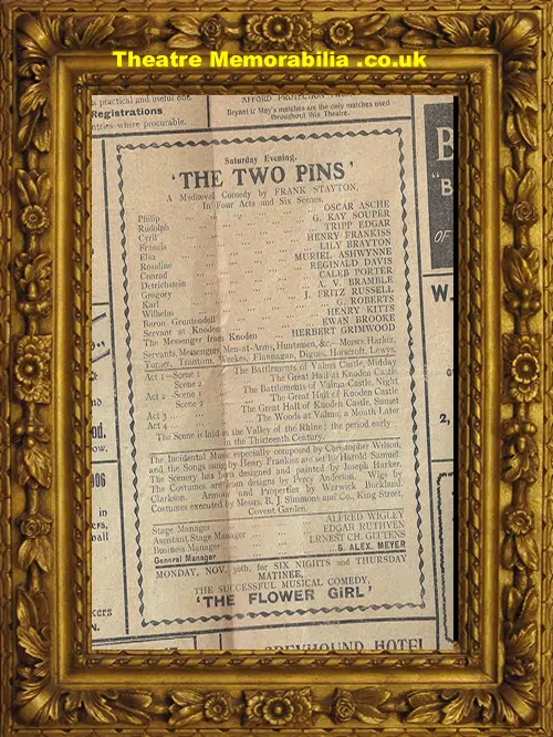 London Grand Theatre Croydon - Othello + Two Pins - 1908