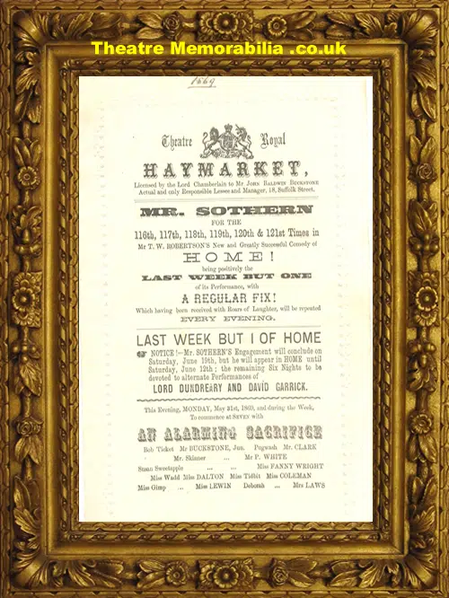 London Haymarket Theatre Royal - His First Champagne - 1869