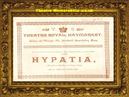 London Haymarket Theatre Royal – Hypatia – 1893