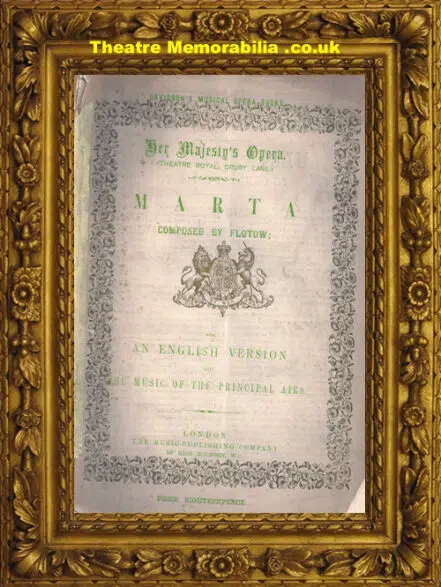 London Her Majesty’s Opera Theatre – Marta Music Book – 1876