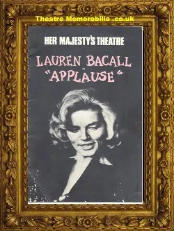 London Her Majesty’s Theatre – Applause – 1972 Lauren Bacall
