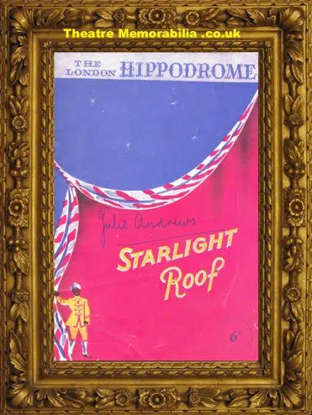 London Hippodrome – Starlight Roof – 1947 Signed Julie Andrews